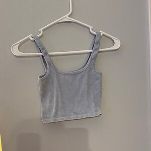 Stylish Blue Ribbed Crop Top